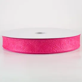 1.5" Embossed Flower Breeze Ribbon: Fuchsia Hot Pink (50 Yards)