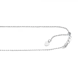 1mm 14k White Gold Rope Chain, 22"