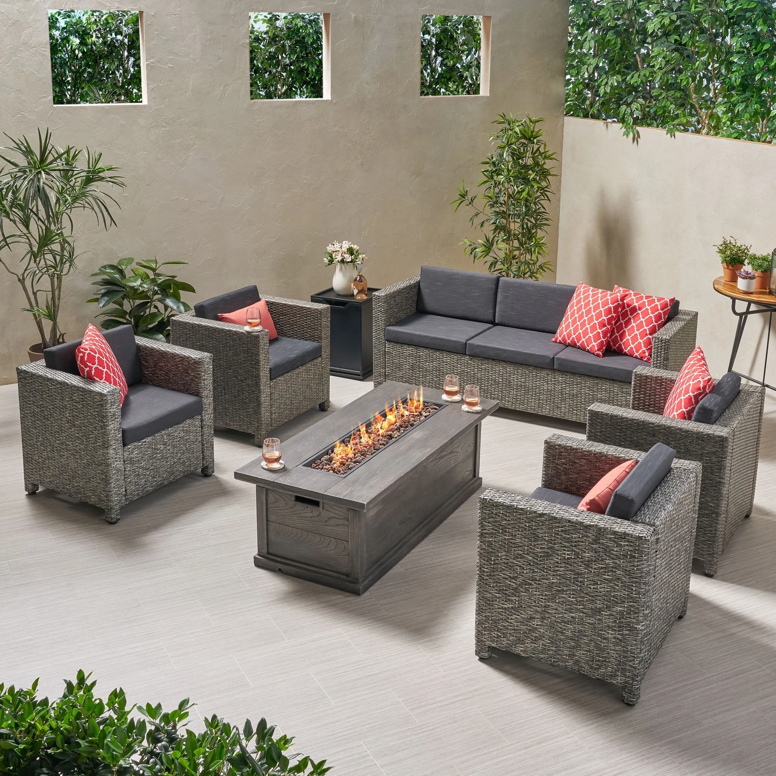 7-Seater Outdoor Fire Pit Sofa Set - NH919903