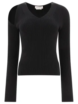 ALEXANDER MCQUEEN 2024 Women's Black Knit Sweater for 23FW Season