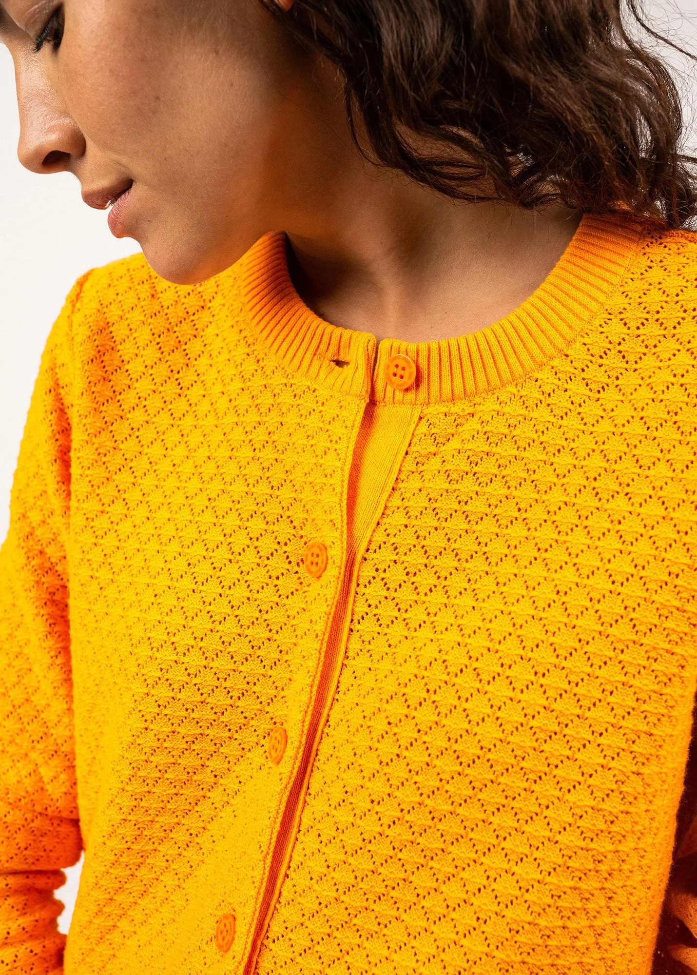 ALICANTE - Knit Cotton Cardigan (TANGERINE)