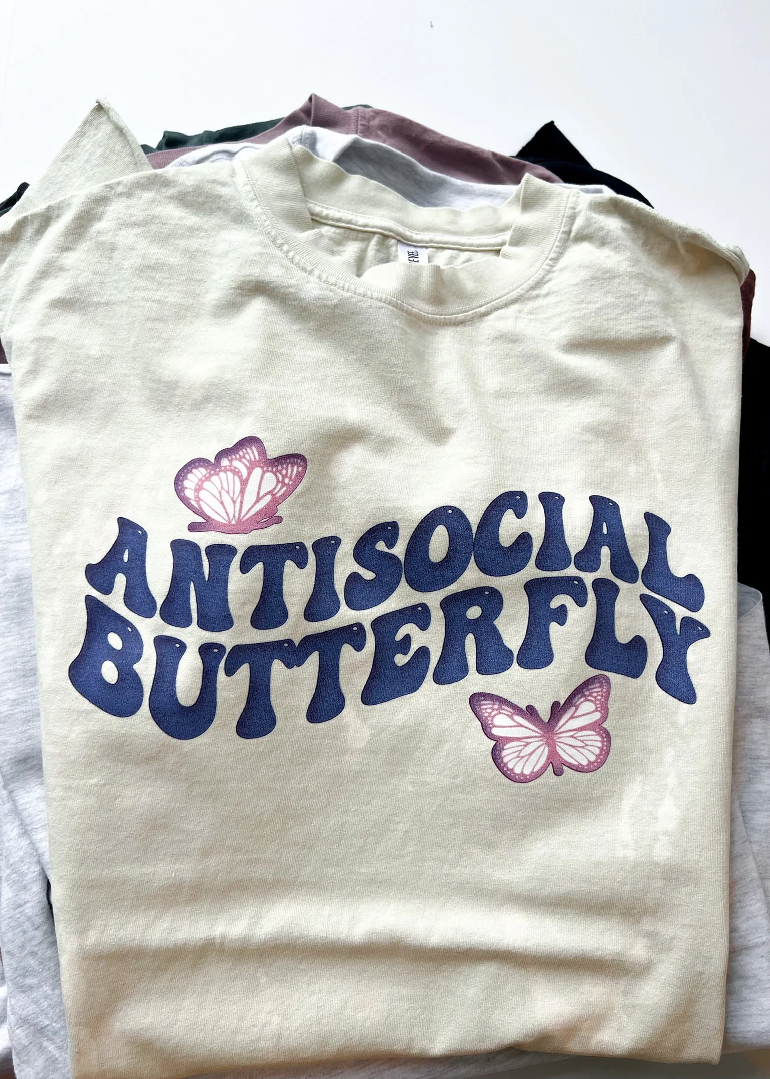 ANTISOCIAL BUTTERFLY BLEACHED OUT SIDE SLIT TEE