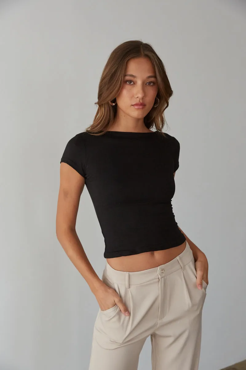 Aubrey Butter Soft Open Back Baby Tee