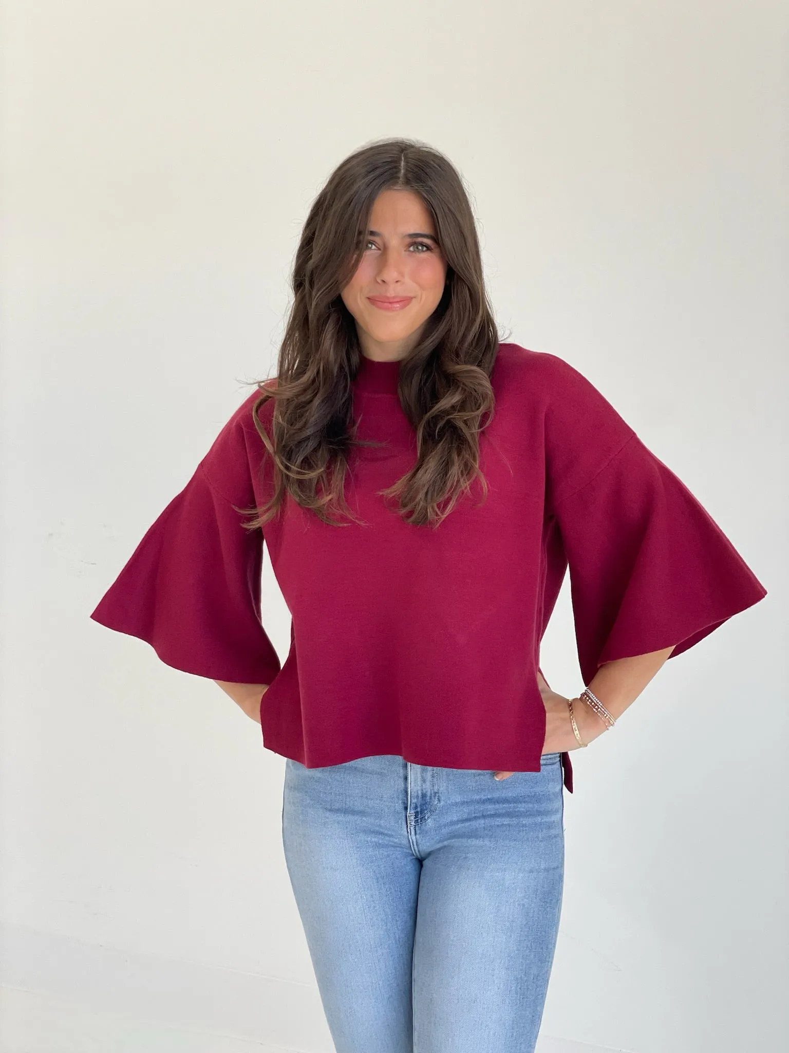 Belle's Dowry Sweater Top - Maroon