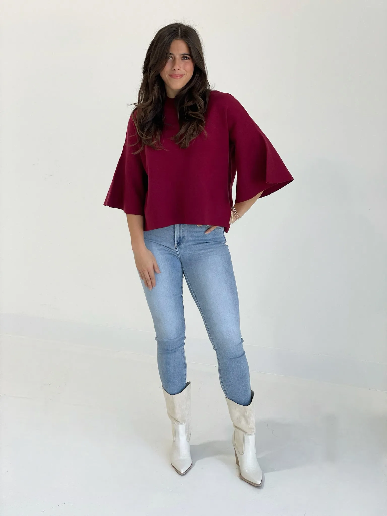 Belle's Dowry Sweater Top - Maroon