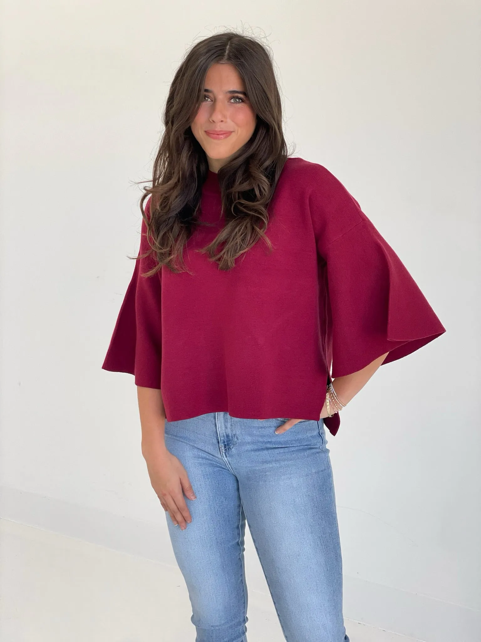 Belle's Dowry Sweater Top - Maroon