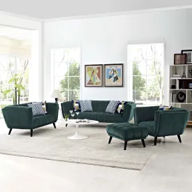 Bestow 3 Piece Performance Velvet Sofa Loveseat and Armchair Set by Modway