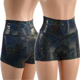 Black Kaleidoscope High Waist Shorts