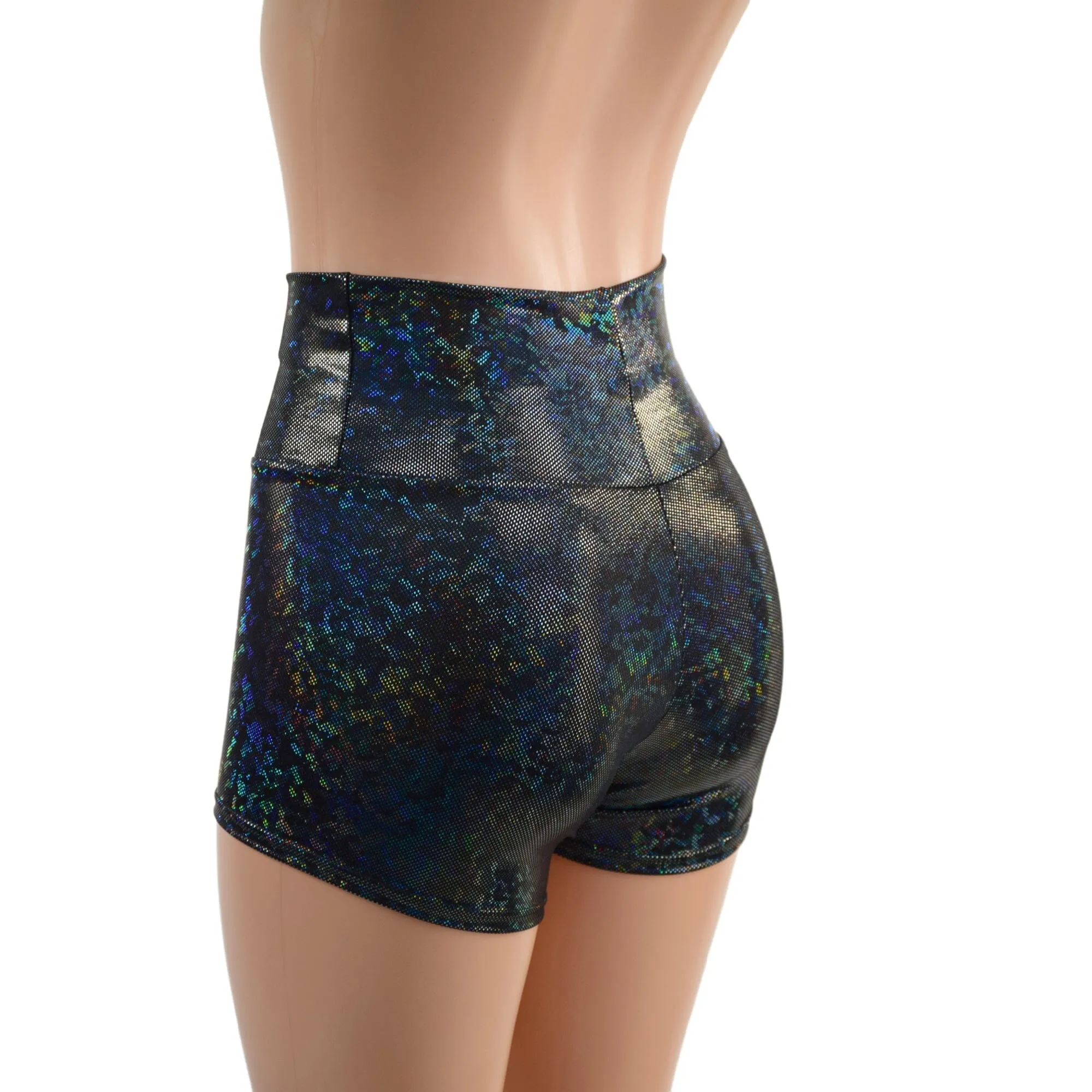 Black Kaleidoscope High Waist Shorts