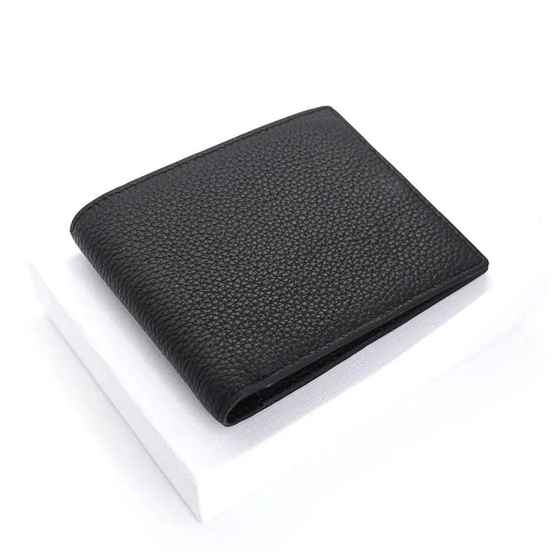 Black Leather Mens Bifold Small Wallet Front Pocket Wallet Slim billfold Small Wallet for Men