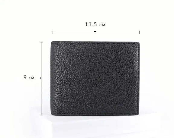 Black Leather Mens Bifold Small Wallet Front Pocket Wallet Slim billfold Small Wallet for Men