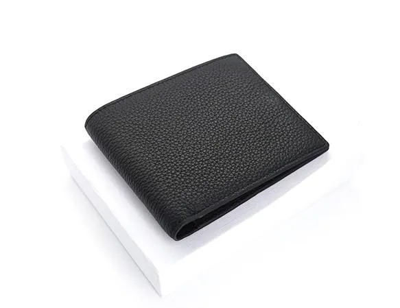 Black Leather Mens Bifold Small Wallet Front Pocket Wallet Slim billfold Small Wallet for Men