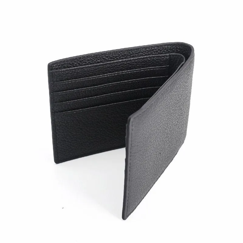 Black Leather Mens Bifold Small Wallet Front Pocket Wallet Slim billfold Small Wallet for Men