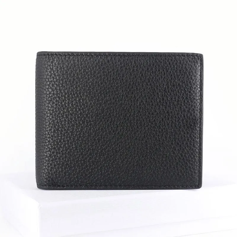 Black Leather Mens Bifold Small Wallet Front Pocket Wallet Slim billfold Small Wallet for Men