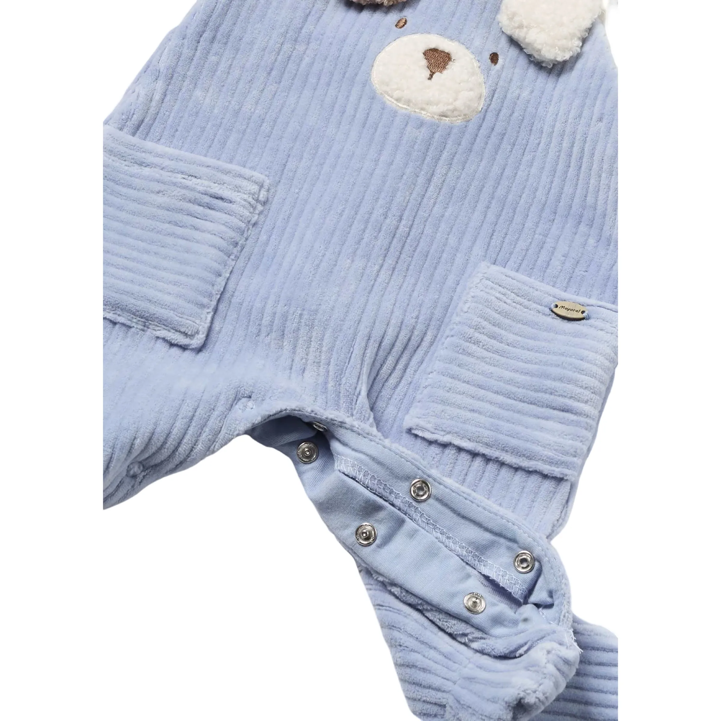 Blue Bear Applique Overall Babygrow