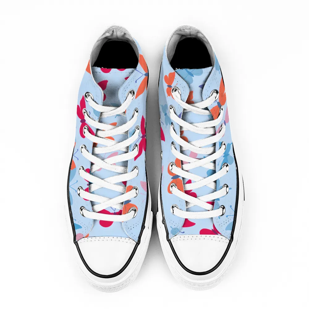 Butterfly Garden Collection - Classic Unisex High Top Canvas Sneakers