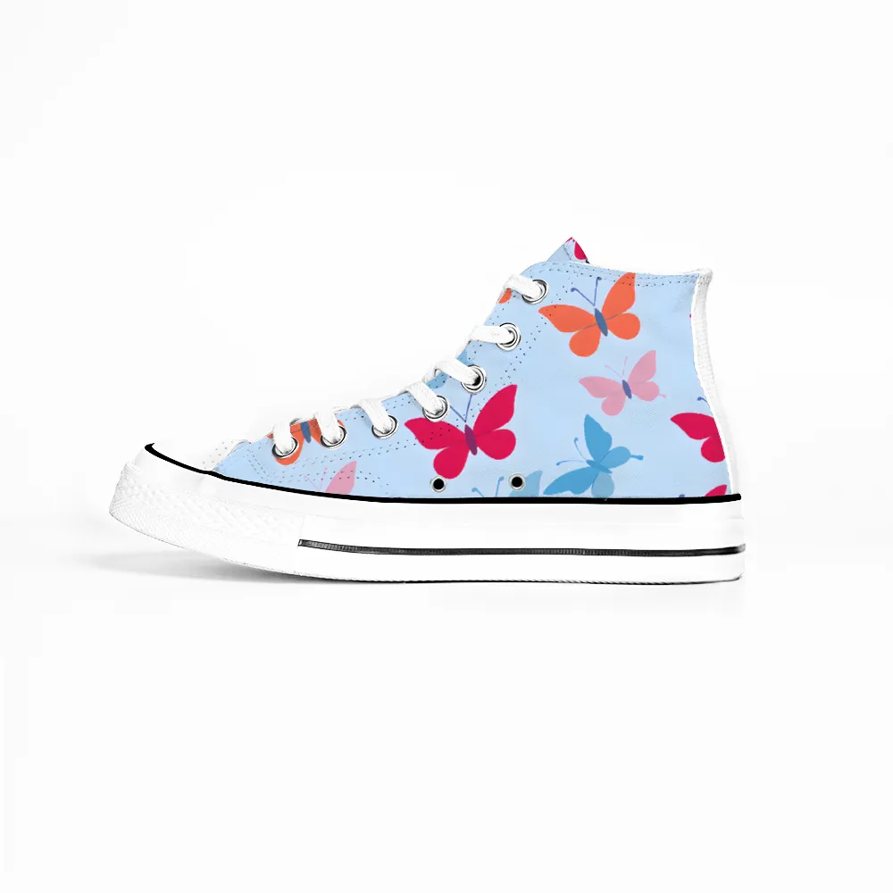 Butterfly Garden Collection - Classic Unisex High Top Canvas Sneakers