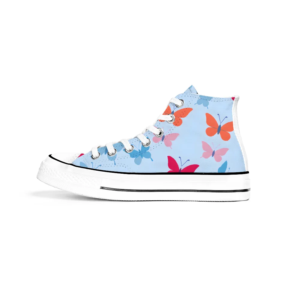 Butterfly Garden Collection - Classic Unisex High Top Canvas Sneakers