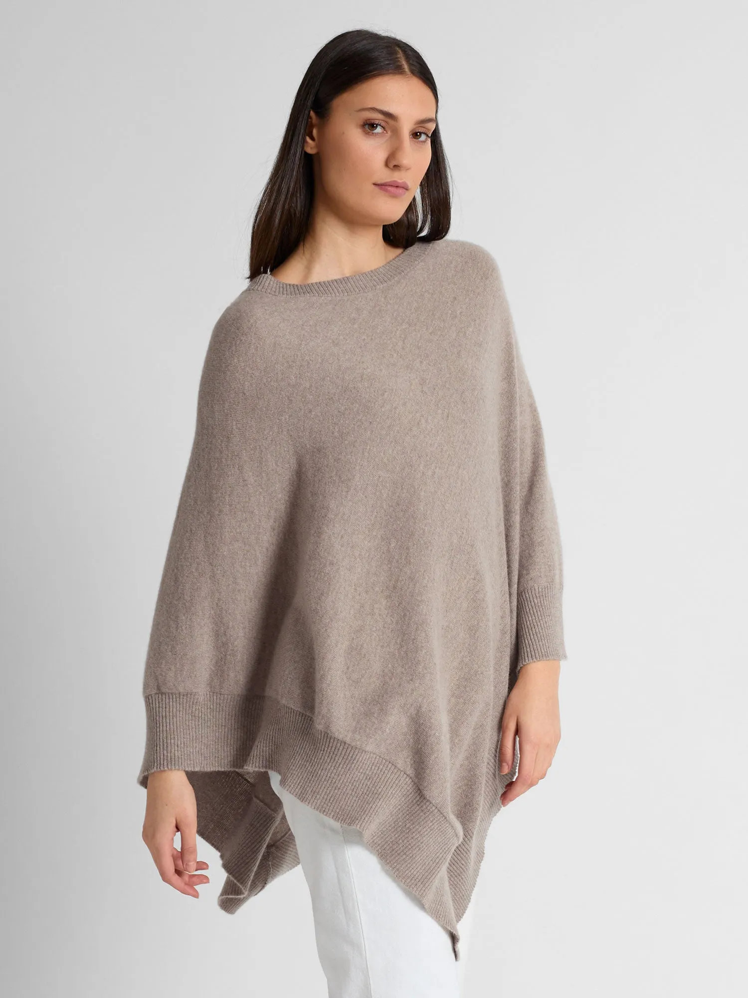 Cashmere poncho "Haddy" - toast