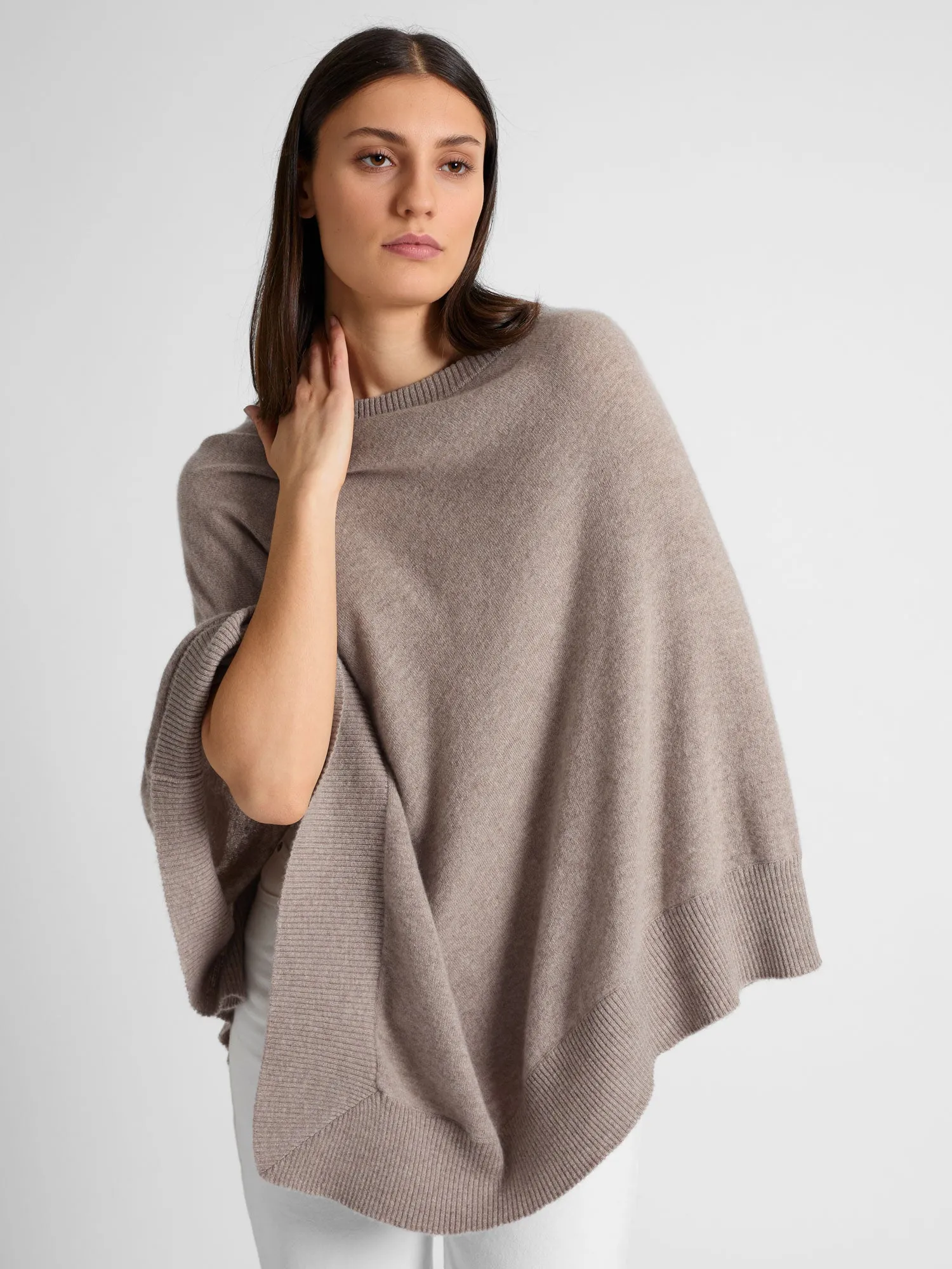 Cashmere poncho "Haddy" - toast