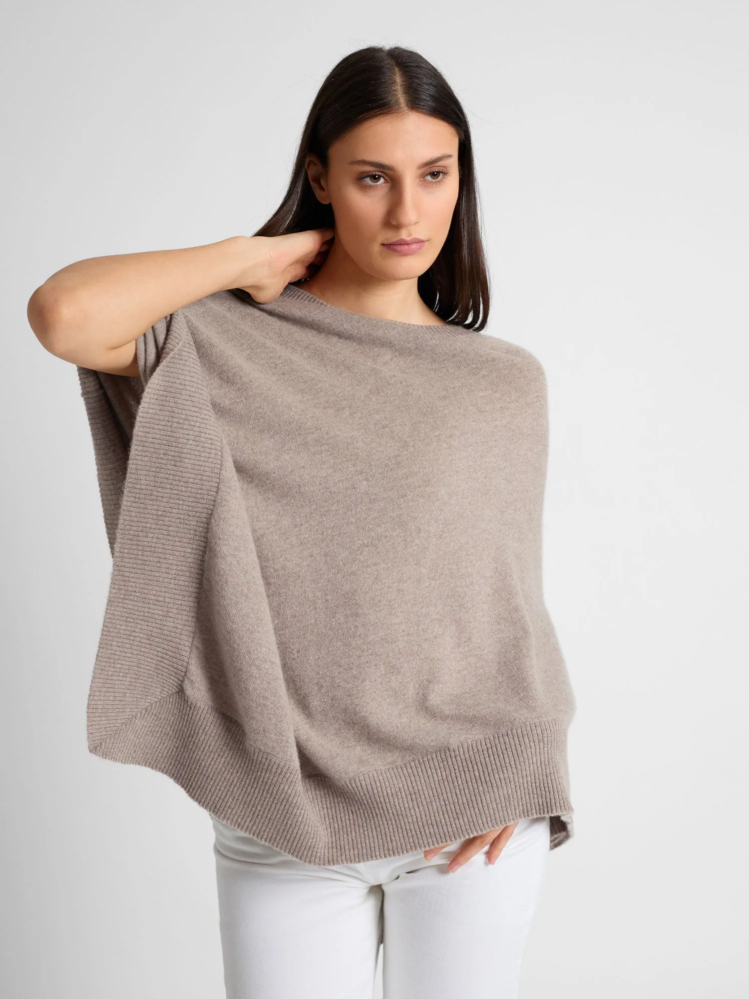 Cashmere poncho "Haddy" - toast