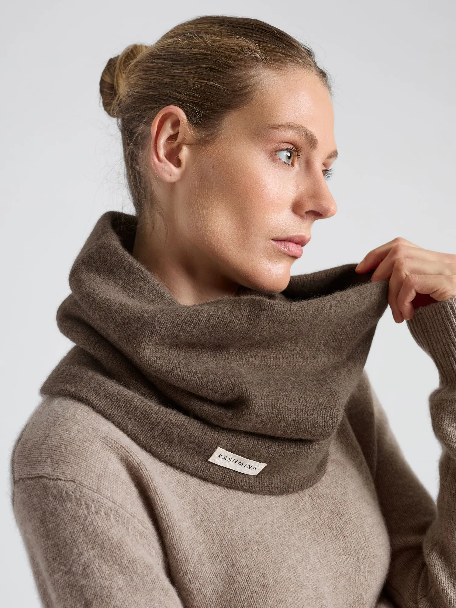 Cashmere snood "Eydis" - Dark toast