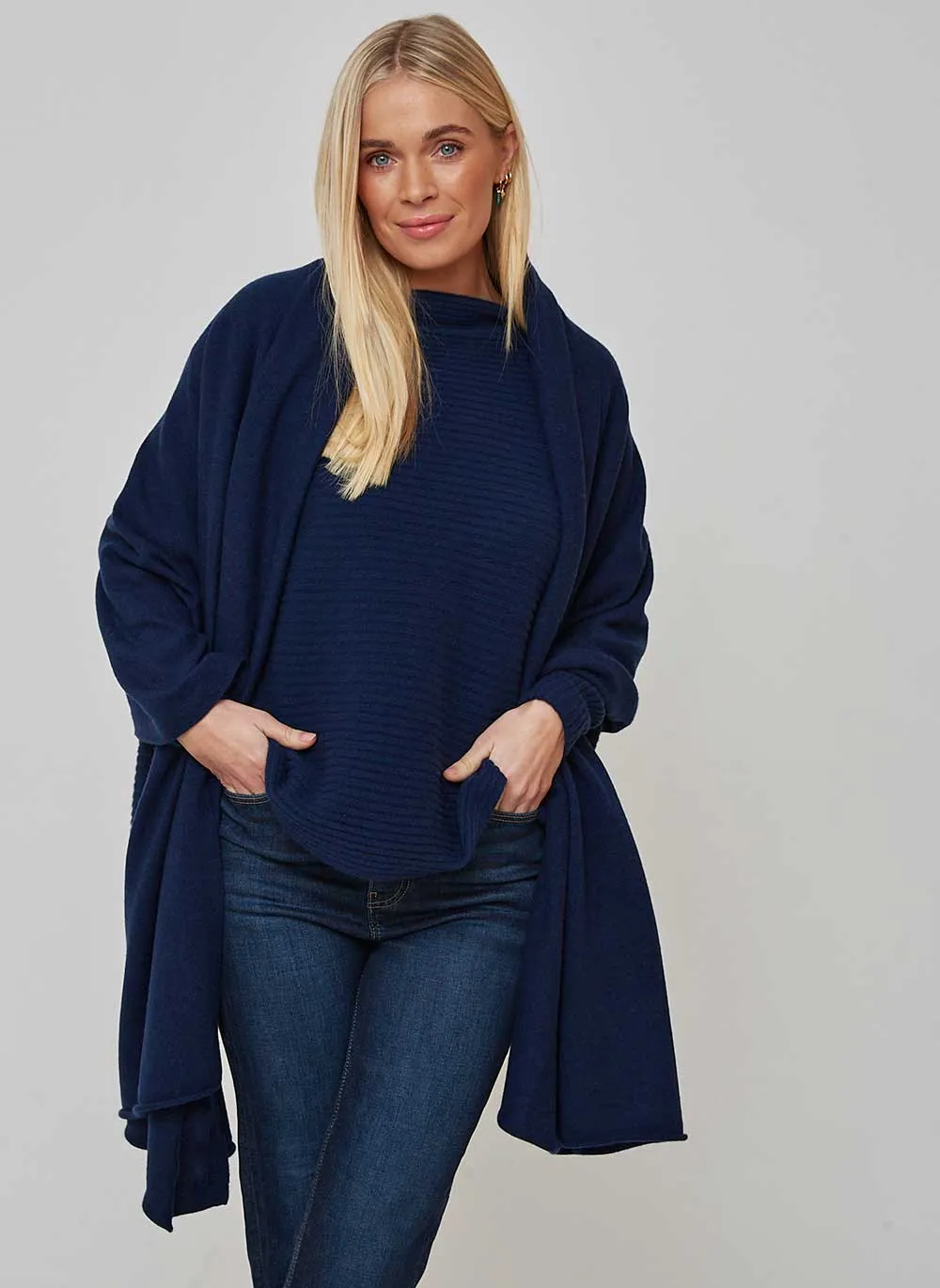 Cashmere Travel Wrap - Navy