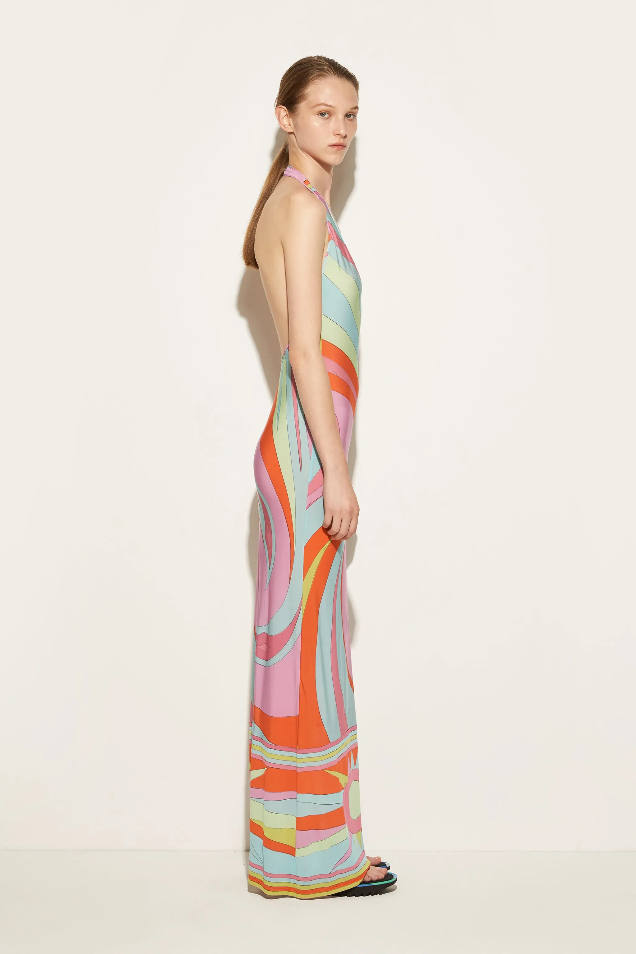 Cigni-Print Long Dress