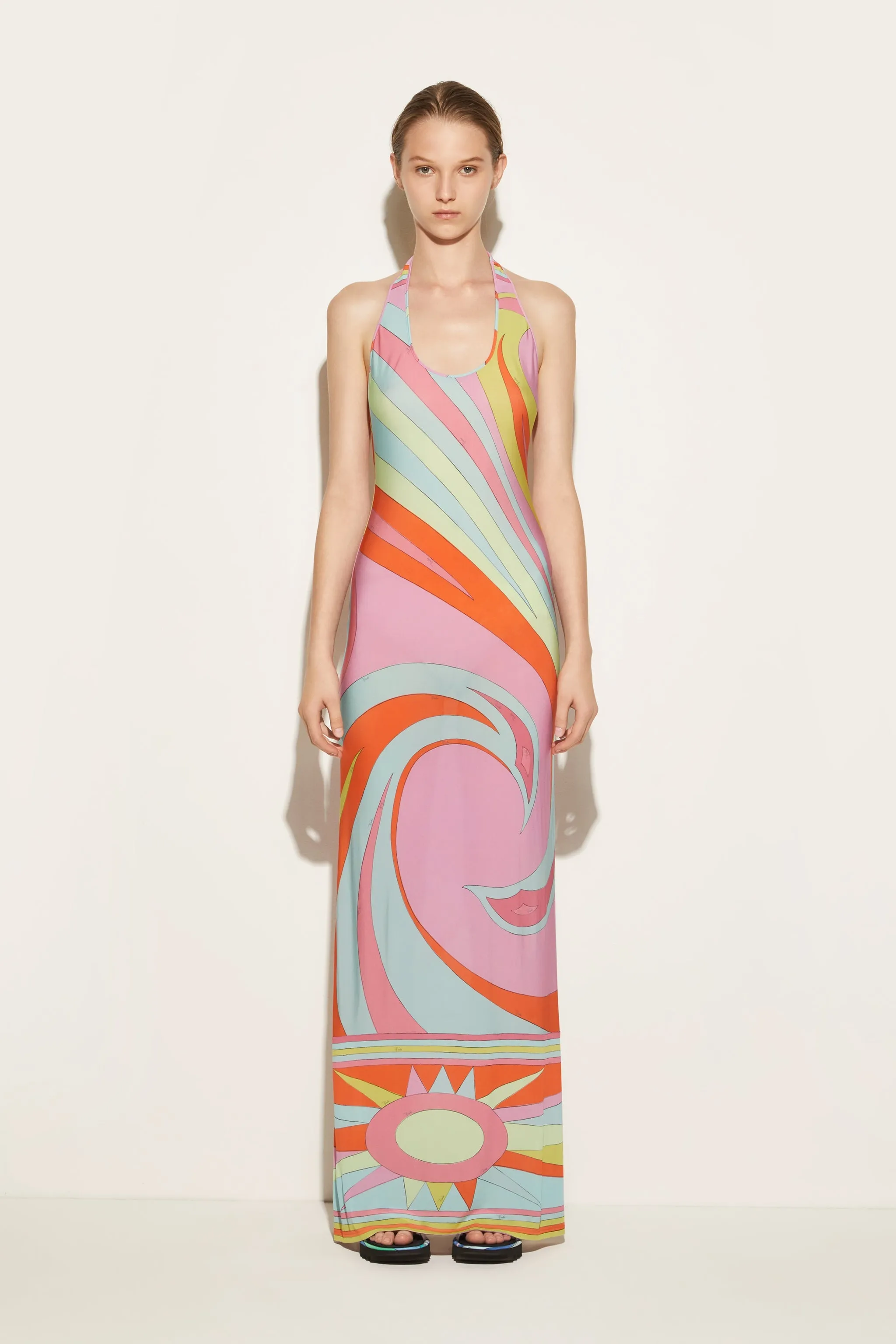 Cigni-Print Long Dress