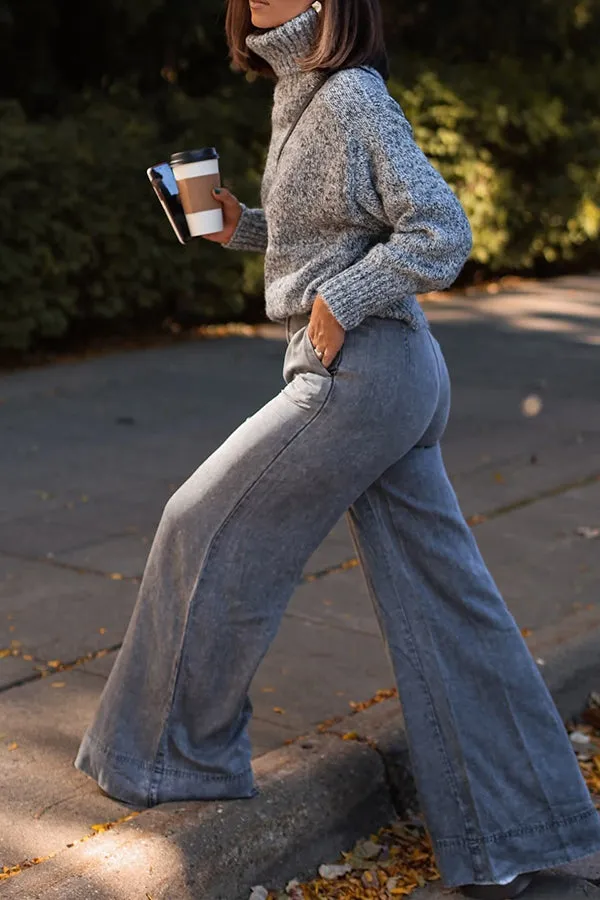 Classic Gray High Neck Loose Sweater