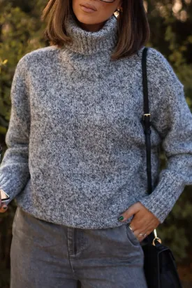 Classic Gray High Neck Loose Sweater