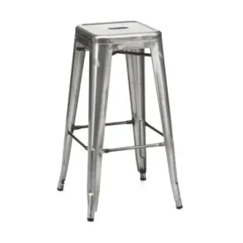 Clear Gun Metal Finish Tolex Style Bar Stool