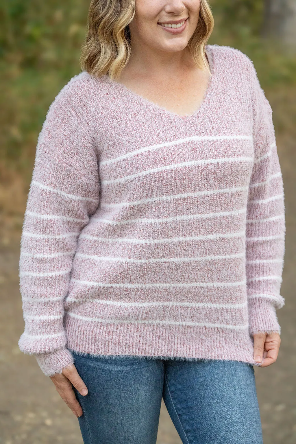 Cozy Striped Sweater - Mauve by Michelle Mae