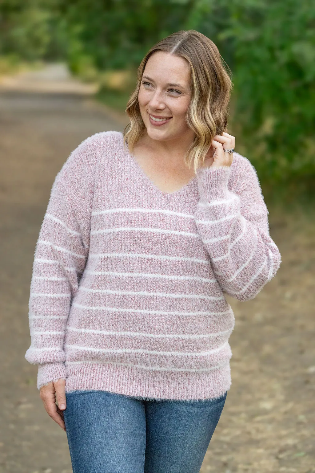 Cozy Striped Sweater - Mauve by Michelle Mae