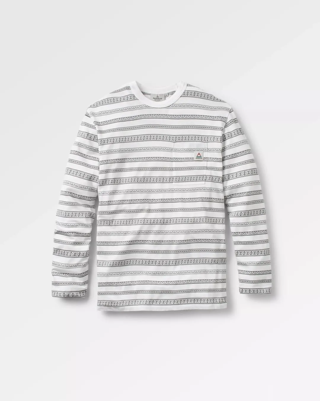 Crackle Organic Relaxed Fit LS T-Shirt - White Fairisle Stripe