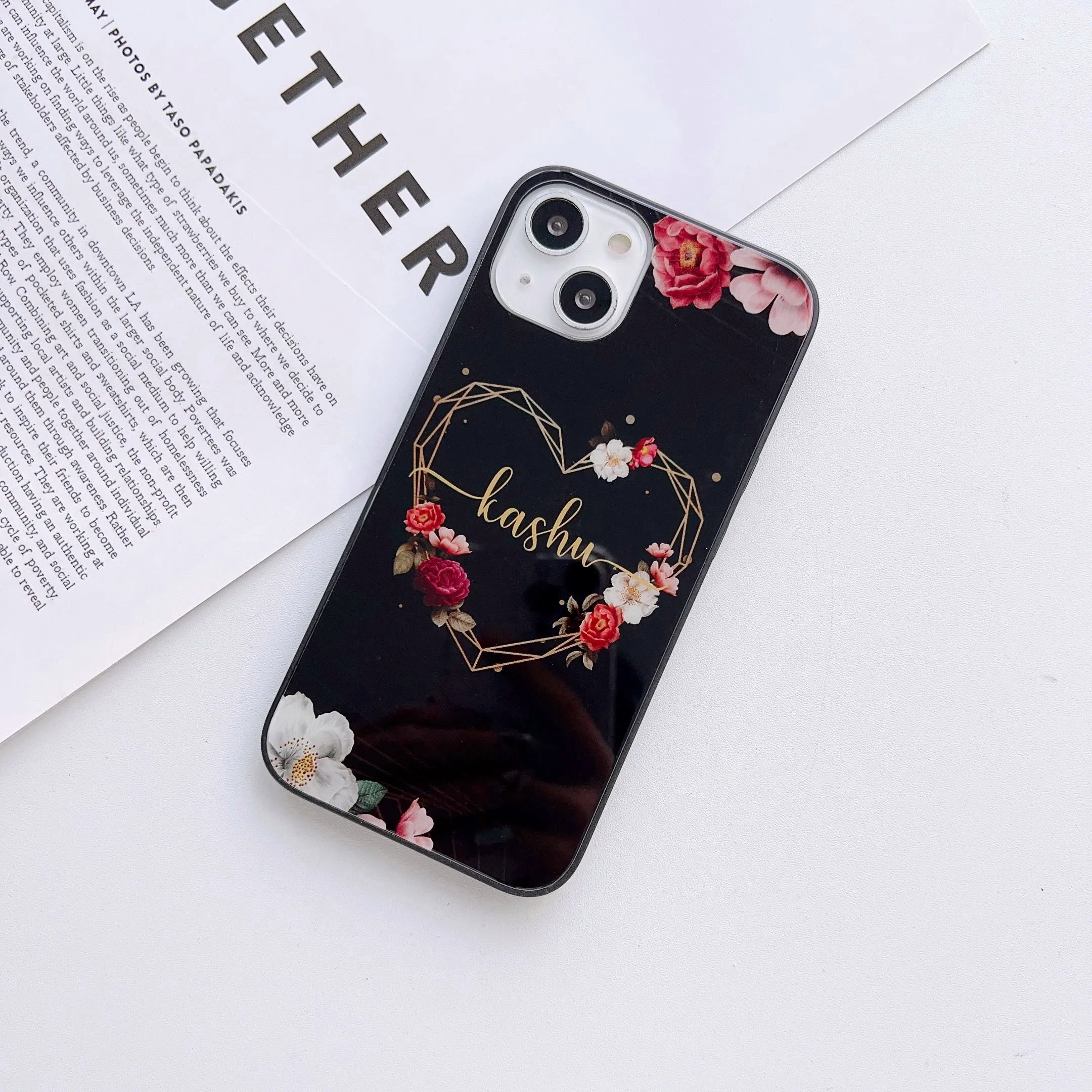 Customised Heart Design Glass Case