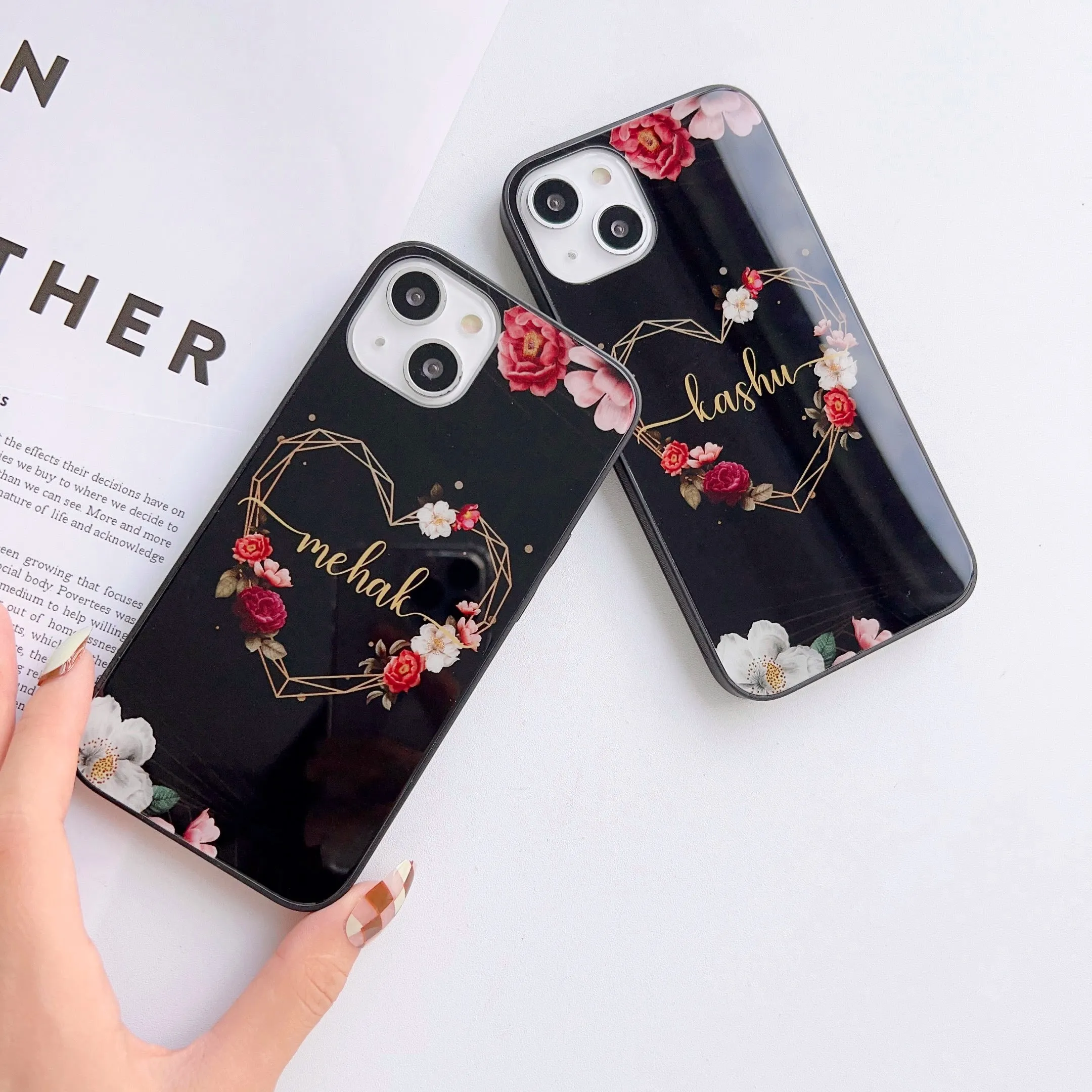 Customised Heart Design Glass Case