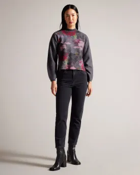 Daysiyy Floral Knitted Wool Jumper Black