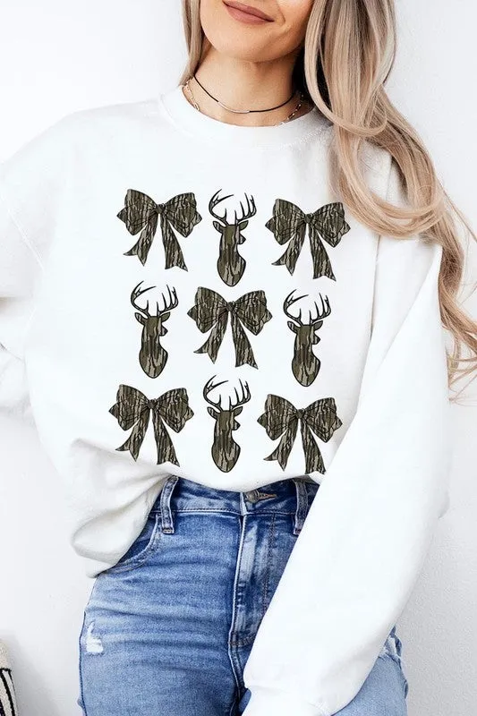 Deer Hunting Camo Bow Graphic Fleece Sweatshirts