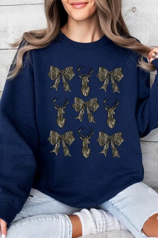 Deer Hunting Camo Bow Graphic Fleece Sweatshirts