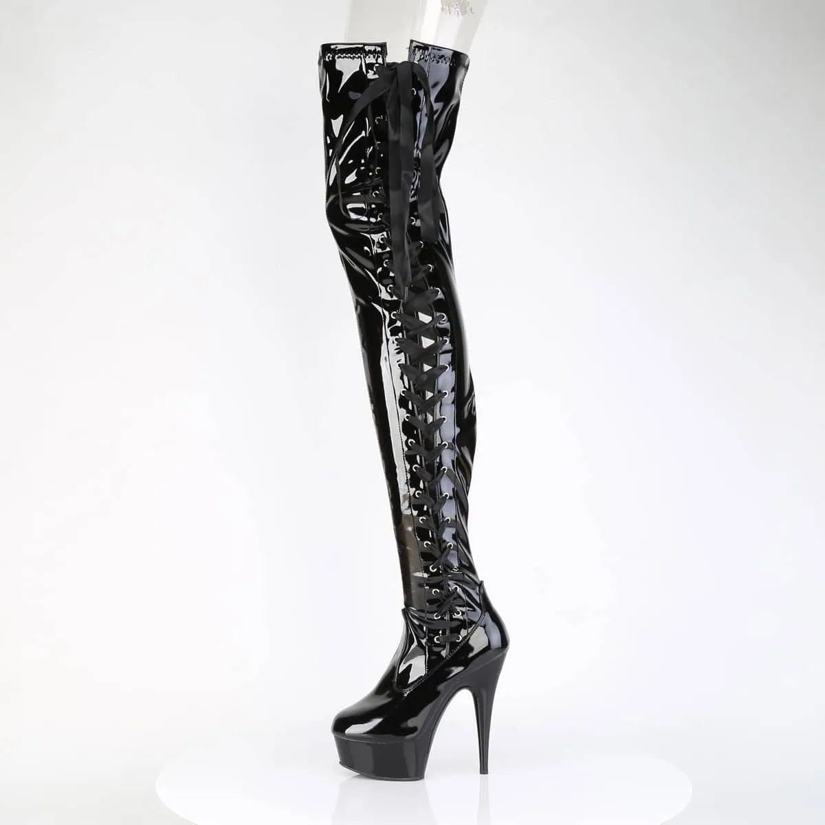 DELIGHT-4050 Side Lace Stretch Crotch Boot