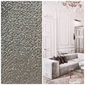 Designer Velvet Chenille Fabric - Antique Silver - Upholstery