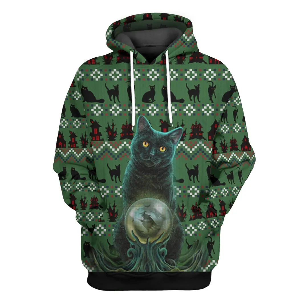 Gearhuman 3D Black Cat Ugly Pattern Tshirt Hoodie