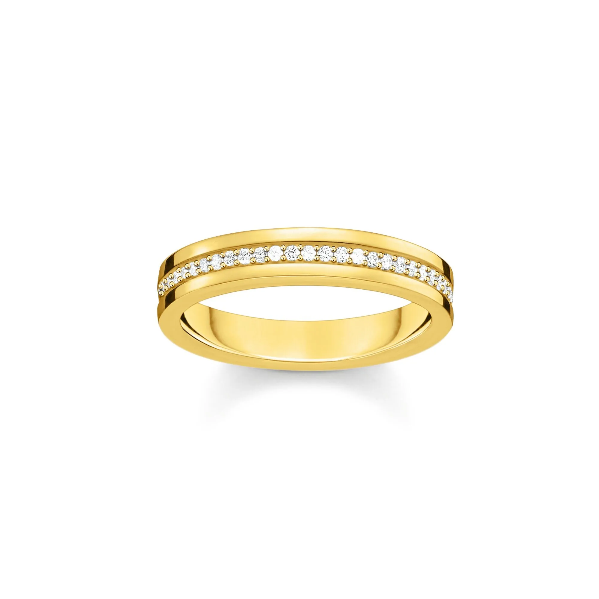 Golden Band Ring with white zirconia