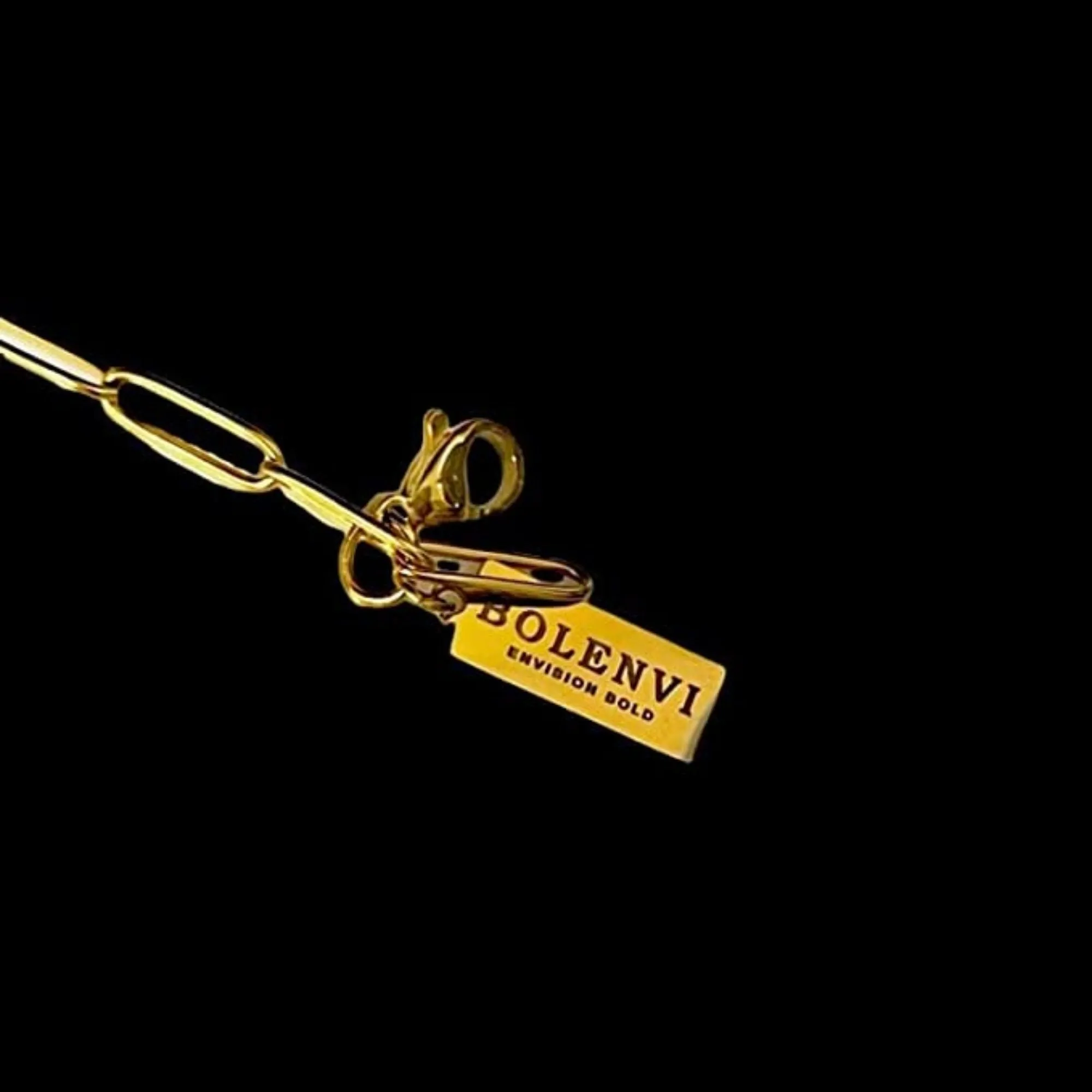 Golden Chunky Clip Clasp Paperclip Link Chain Charm Necklace