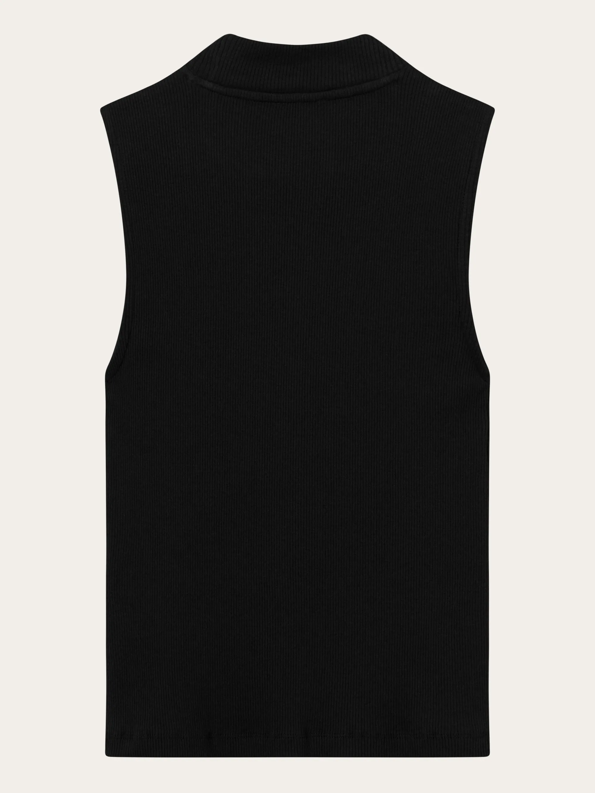 High neck rib top - Black Jet