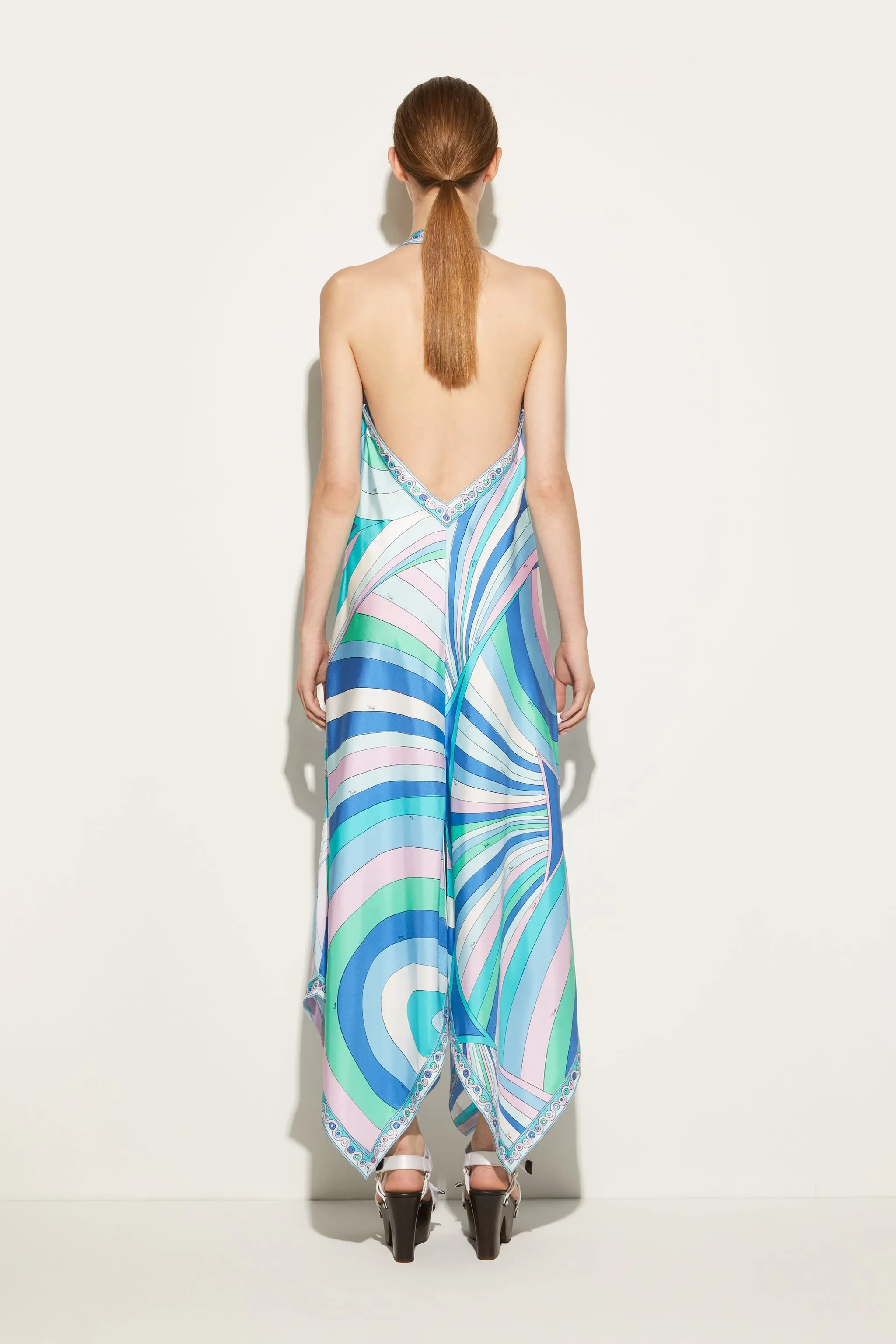 Iride-Print Silk-Twill Dress