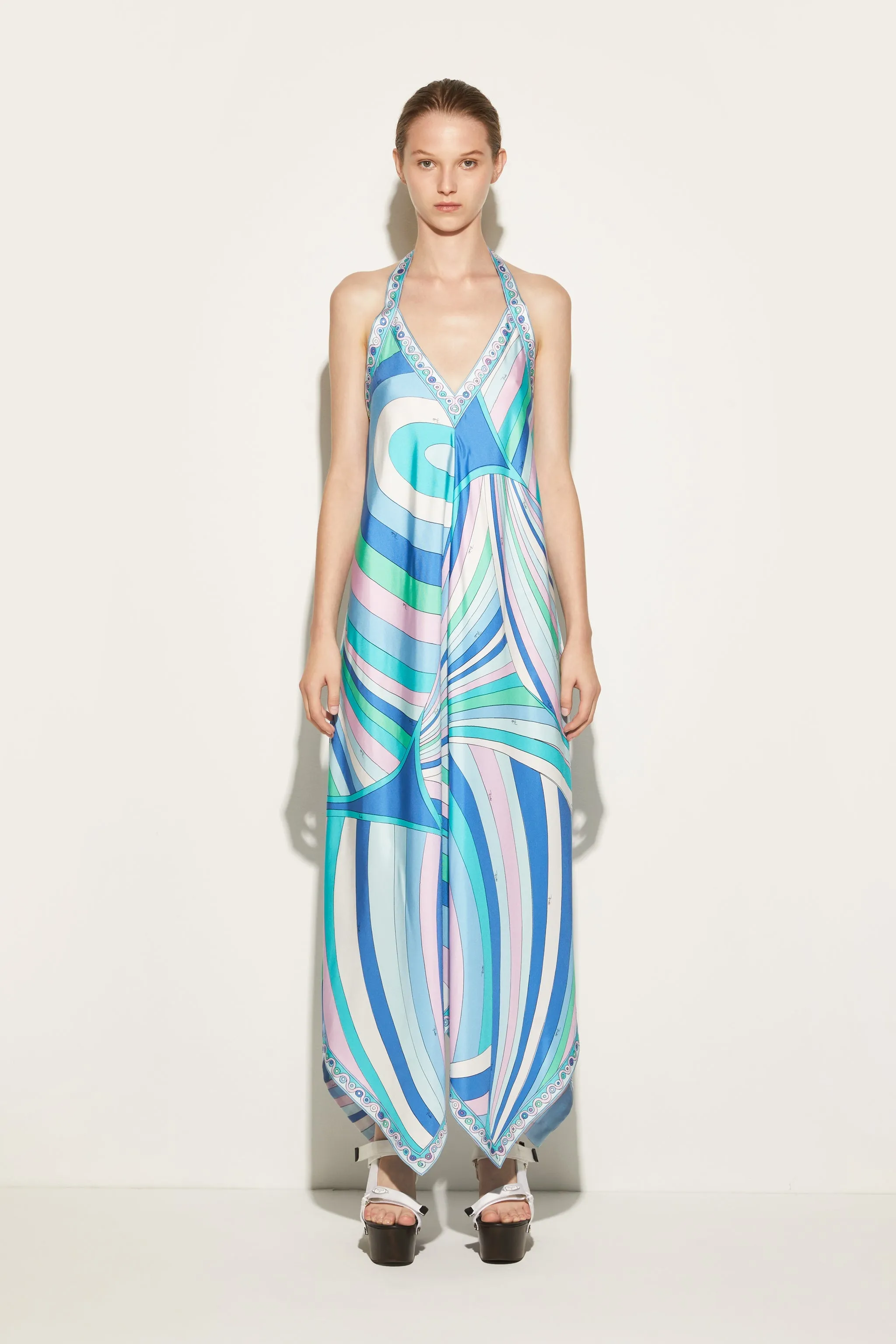 Iride-Print Silk-Twill Dress