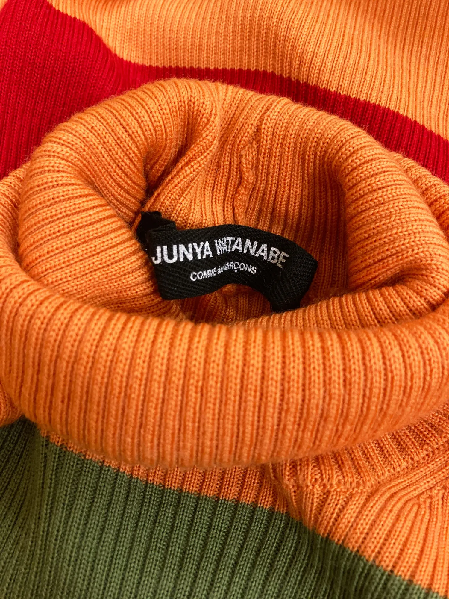 Junya Watanabe Comme des Garcons AW2004 multicolour striped wool turtleneck