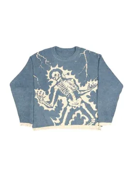 Knit Skull Print Sweater